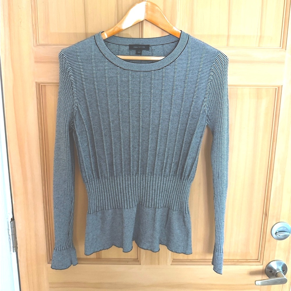 Ann Taylor Ribbed Peplum Long Sleeve Sweater